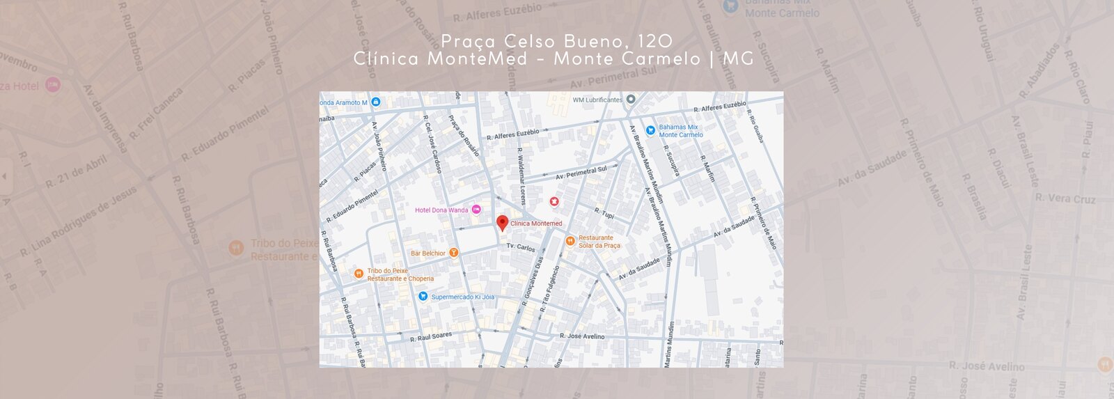 Mapa da região da Clínica MonteMed